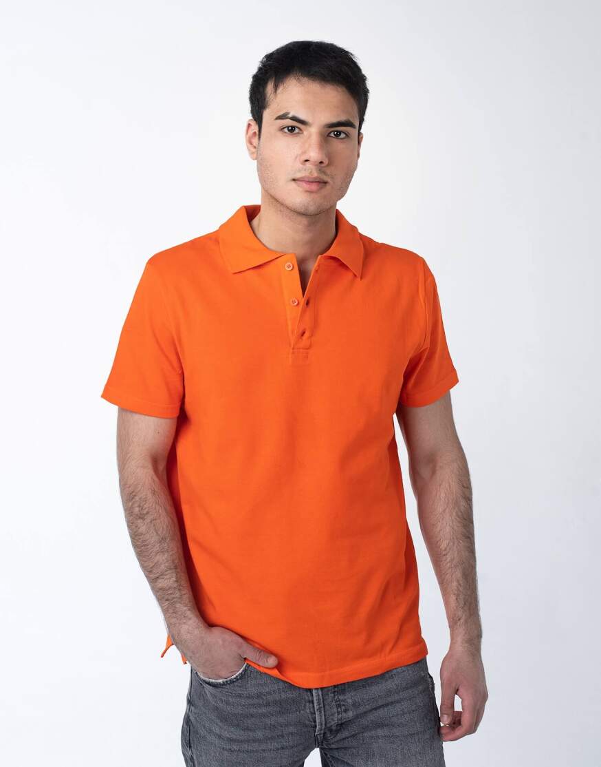 Оранжевая рубашка ПОЛО мужская оптом
